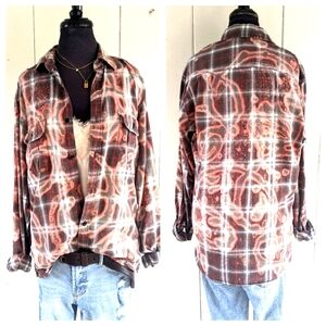 Distressed Boyfriend Plaid button down sz S